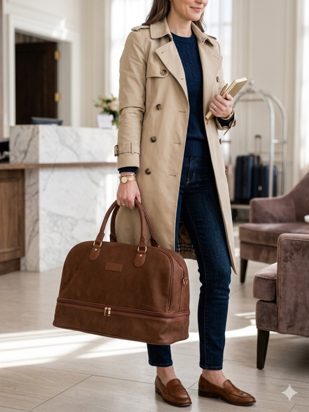 LAGERFELD Brown Ladies Weekend Travel Bag - Unbranded